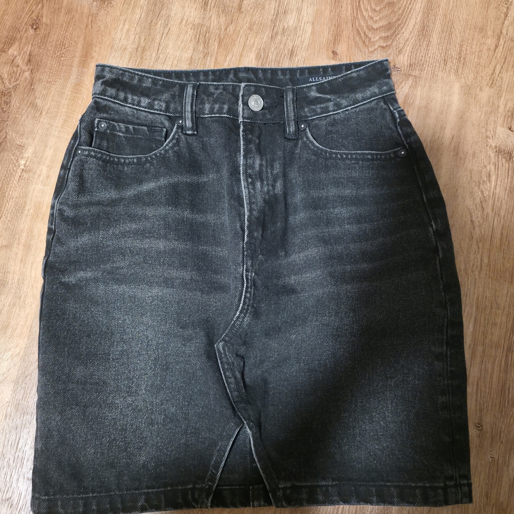 All Saints Charcoal Denim Skirt
